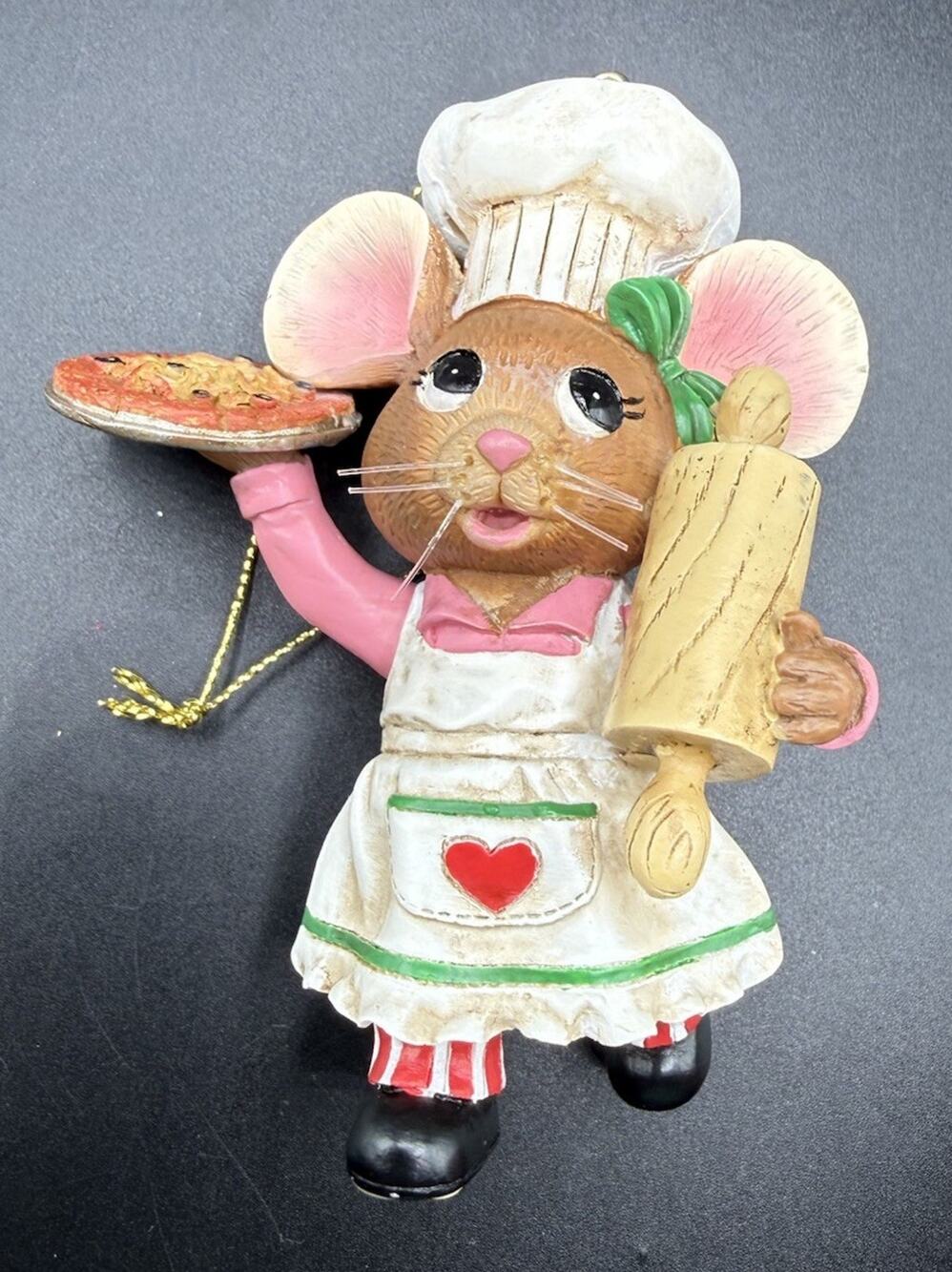 KURT ADLER MOUSE Italian Pizza Chef Christmas ORNAMENT Cute! LO19